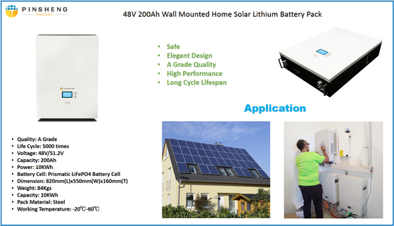오프 그리드 하이브리드 인버터 태양 ESS 집의 LiFePO4 리튬 배터리 48V 200Ah 10KWh